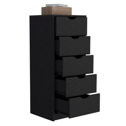 5 Drawers Tall Dresser, Pull Out System -Black