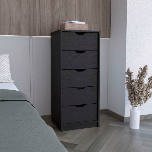 5 Drawers Tall Dresser, Pull Out System -Black