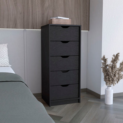 5 Drawers Tall Dresser, Pull Out System -Black