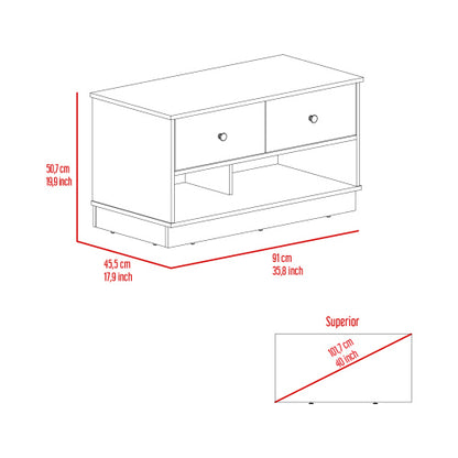 Storage Bench, Two Open Shelves, Two Drawers -Black