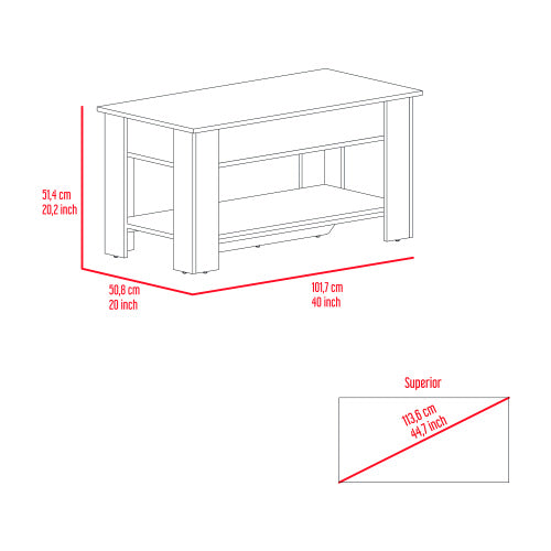 Storage Table, One Extendable Table Shelf, Four Legs, Lower Shelf -Light Oak / White