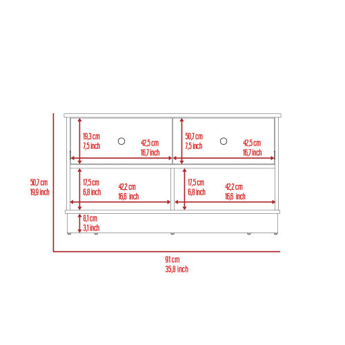Storage Bench, Two Open Shelves, Two Drawers -Black