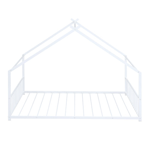 Full Size Metal House Bed, White