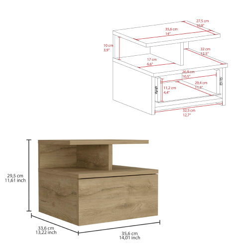 Macadamia Flopini Floating Nightstand with Single Drawer