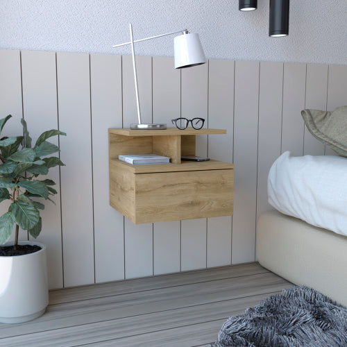 Macadamia Flopini Floating Nightstand with Single Drawer