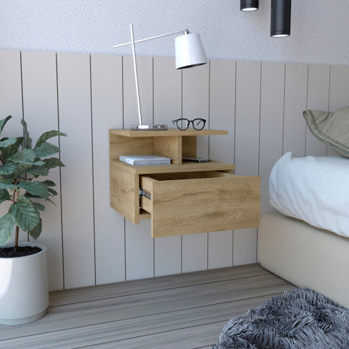 Macadamia Flopini Floating Nightstand with Single Drawer