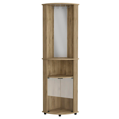 Corner Bar Cabinet Rialto, Three Shelves, Macadamia Finish