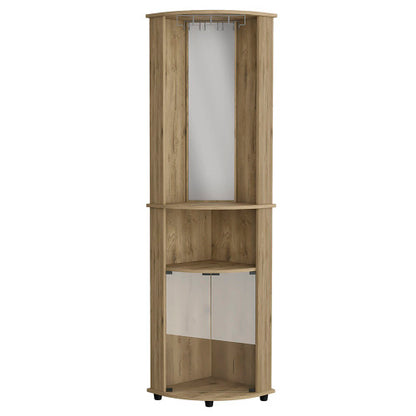 Corner Bar Cabinet Rialto, Three Shelves, Macadamia Finish