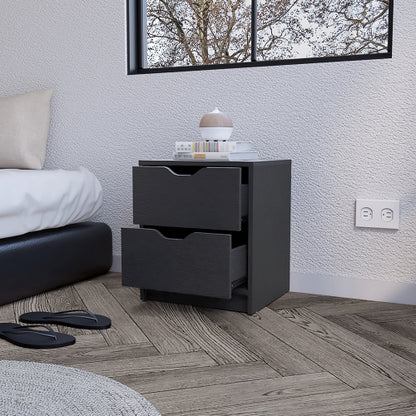Black Wengue 2-Drawer Ready-to-Assemble Nightstand