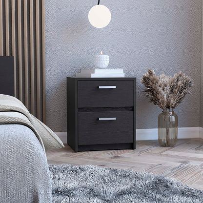 Black Wengue 2-Drawer Multi-use Nightstand