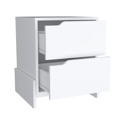 White 2-Drawer Nightstand with Sturdy Base