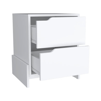 White 2-Drawer Nightstand with Sturdy Base
