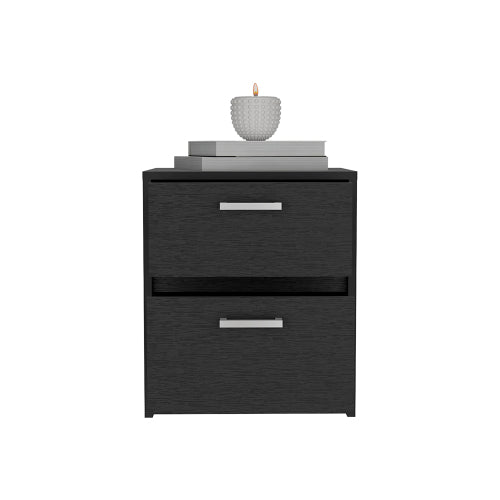 Black Wengue 2-Drawer Multi-use Nightstand