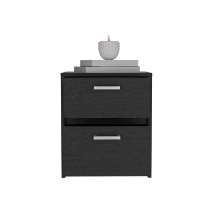Black Wengue 2-Drawer Multi-use Nightstand
