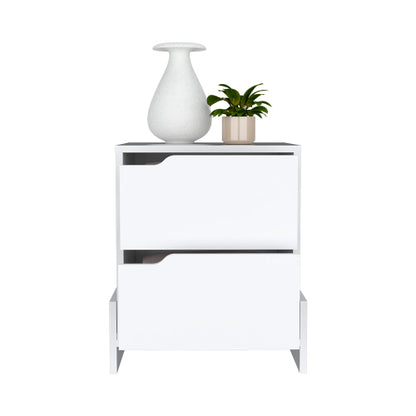 White 2-Drawer Nightstand with Sturdy Base