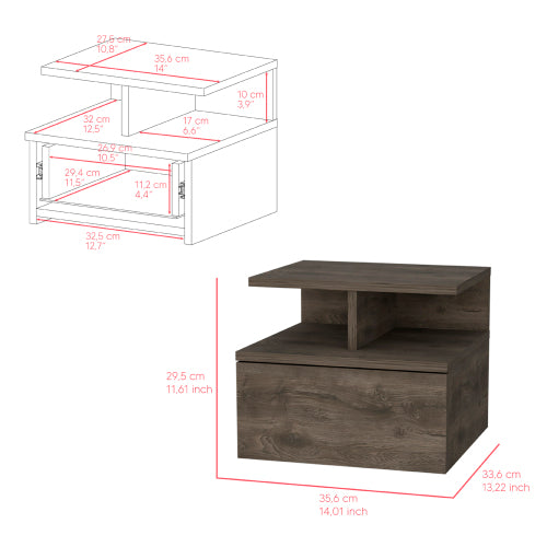 Dark Walnut Floating Nightstand
