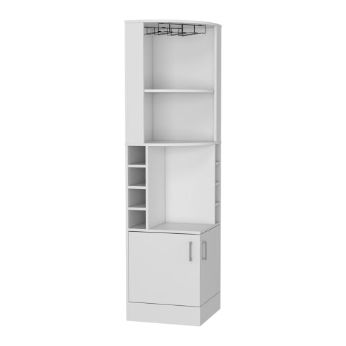 Bar Cabinet, 8 Wine Cubbies, Double Door, White Finish
