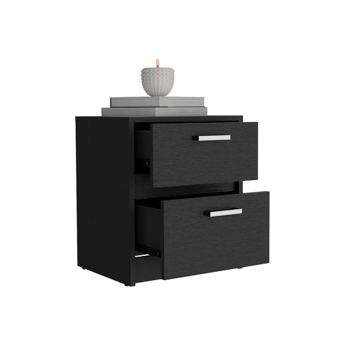 Black Wengue 2-Drawer Multi-use Nightstand