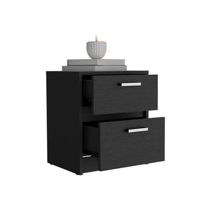 Black Wengue 2-Drawer Multi-use Nightstand