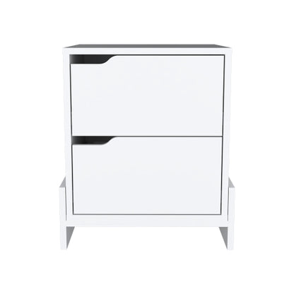 White 2-Drawer Nightstand with Sturdy Base