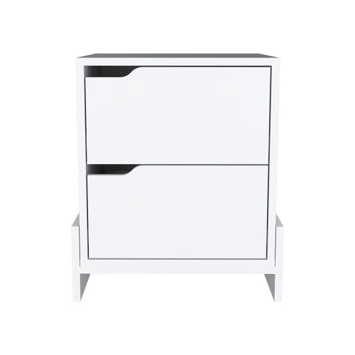 White 2-Drawer Nightstand with Sturdy Base