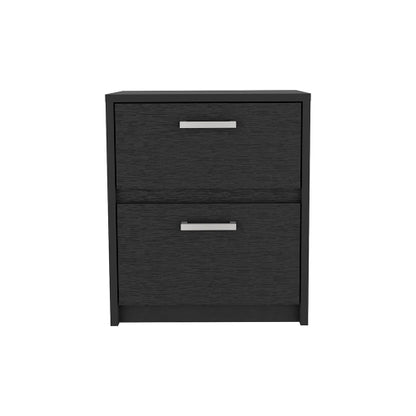 Black Wengue 2-Drawer Multi-use Nightstand