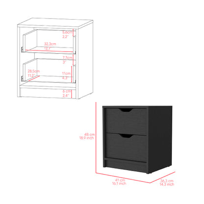 Black Wengue 2-Drawer Ready-to-Assemble Nightstand