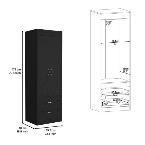 Armoire, Two Drawers, Black Wengue Finish