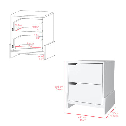 White 2-Drawer Nightstand with Sturdy Base