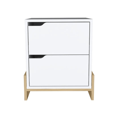White Macadamia 2-Drawer Nightstand with Sturdy Base
