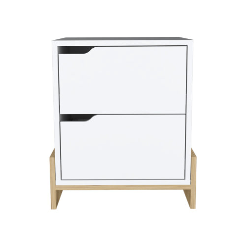 White Macadamia 2-Drawer Nightstand with Sturdy Base