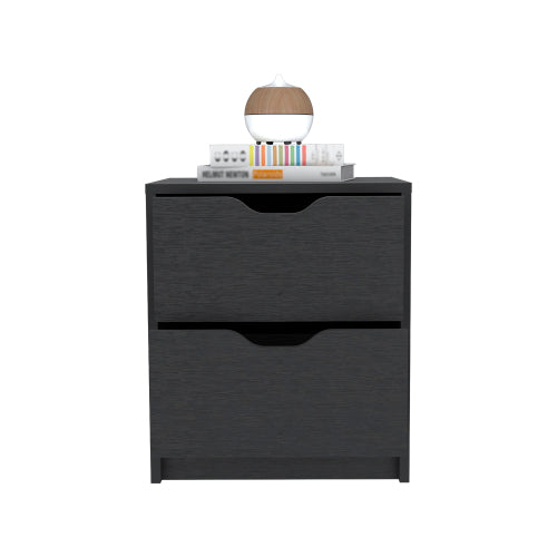 Black Wengue 2-Drawer Ready-to-Assemble Nightstand