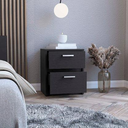 Black Wengue 2-Drawer Multi-use Nightstand