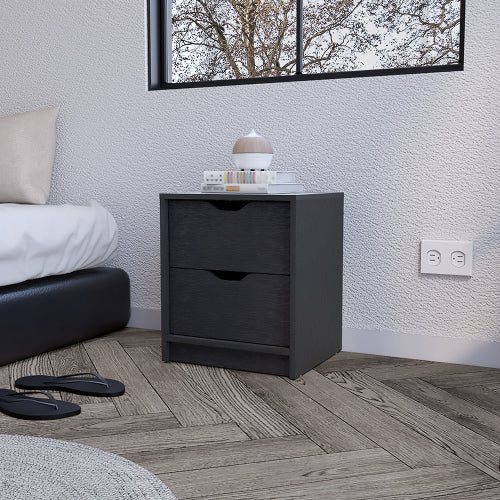 Black Wengue 2-Drawer Ready-to-Assemble Nightstand