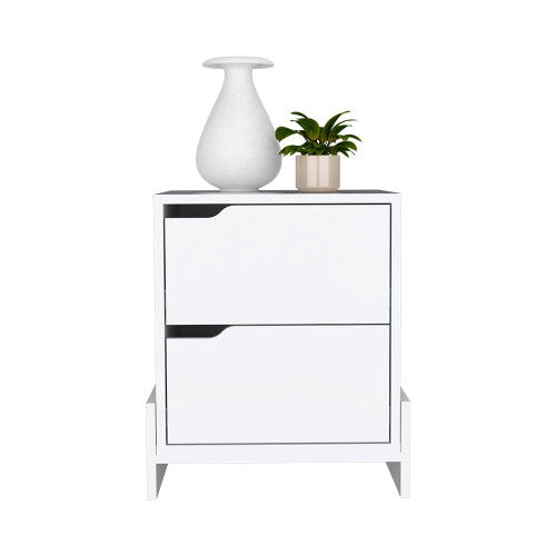 White 2-Drawer Nightstand with Sturdy Base