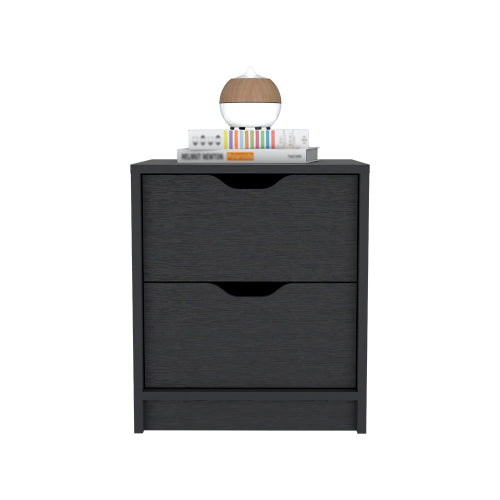 Black Wengue 2-Drawer Ready-to-Assemble Nightstand