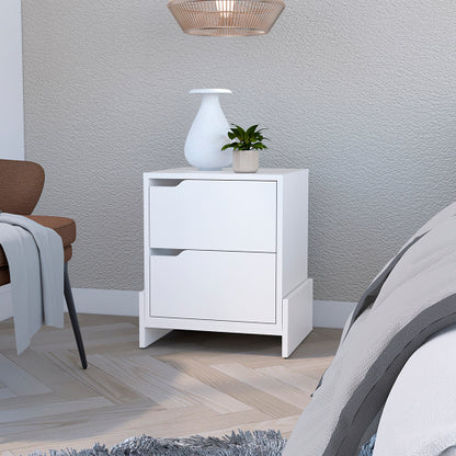 White 2-Drawer Nightstand with Sturdy Base