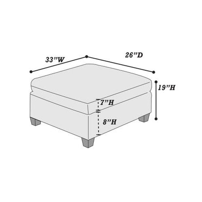 Grey Linen-Like Fabric Cocktail Ottoman, Wooden Leg Plush Modular Footrest 32 inch¡Á26 inch¡Á19 inchH