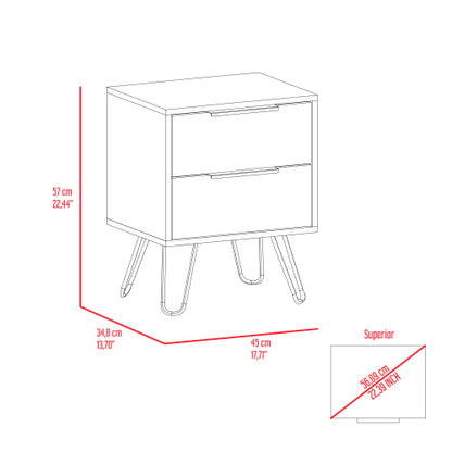 Skyoner 2 Two-Drawer Nightstand, Light Oak, Hairpin Legs