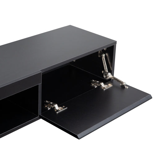 63 Inch Black Wall-Mounted Floating LED TV Stand 16 Color Light Media Cabinet Holds TV Up To 65 Inch