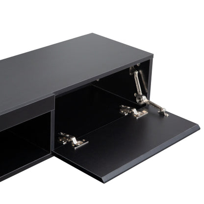 63 Inch Black Wall-Mounted Floating LED TV Stand 16 Color Light Media Cabinet Holds TV Up To 65 Inch
