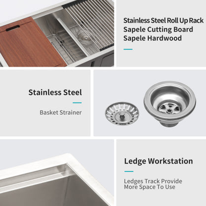 Double Bowl(60/40) Undermount Sink- 30"x19"x10" Double Bowl Kitchen Sink 16 Gauge with Two 10" Deep Basin