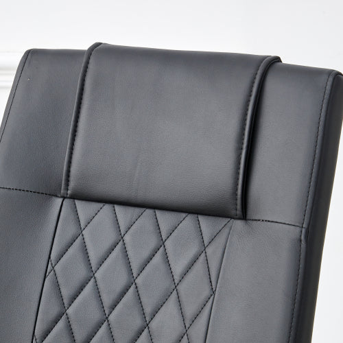 Dining Chairs Set of 6, Black PU Upholstered Chairs with Gold Metal Legs