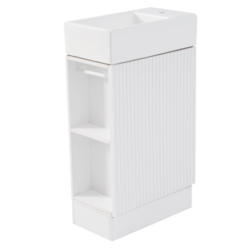 18.6" Bathroom Vanity with Sink, Bathroom Vanity Cabinet with Two-tier Shelf, Left or Right Orientation, White (Old Sku:WF308491AAK)