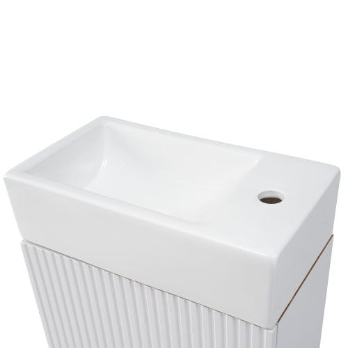 18.6" Bathroom Vanity with Sink, Bathroom Vanity Cabinet with Two-tier Shelf, Left or Right Orientation, White (Old Sku:WF308491AAK)