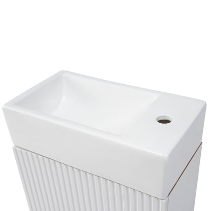 18.6" Bathroom Vanity with Sink, Bathroom Vanity Cabinet with Two-tier Shelf, Left or Right Orientation, White (Old Sku:WF308491AAK)