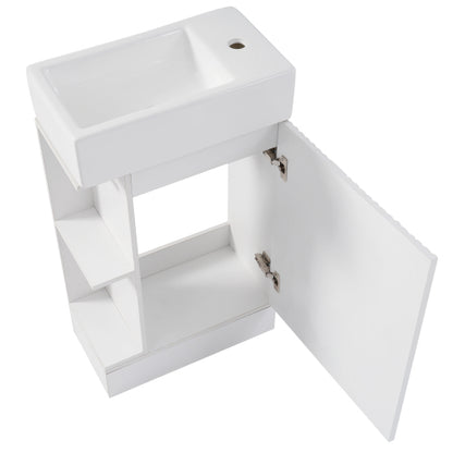 18.6" Bathroom Vanity with Sink, Bathroom Vanity Cabinet with Two-tier Shelf, Left or Right Orientation, White (Old Sku:WF308491AAK)