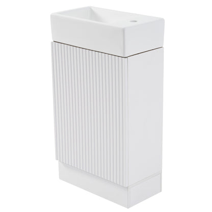 18.6" Bathroom Vanity with Sink, Bathroom Vanity Cabinet with Two-tier Shelf, Left or Right Orientation, White (Old Sku:WF308491AAK)