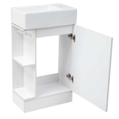 18.6" Bathroom Vanity with Sink, Bathroom Vanity Cabinet with Two-tier Shelf, Left or Right Orientation, White (Old Sku:WF308491AAK)