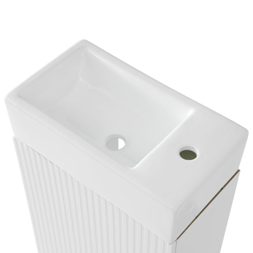 18.6" Bathroom Vanity with Sink, Bathroom Vanity Cabinet with Two-tier Shelf, Left or Right Orientation, White (Old Sku:WF308491AAK)